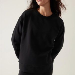 Athleta Retroplush Crewneck Sweatshirt size large black